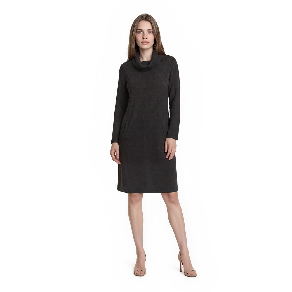 Tyler Boe Cowl Neck Kim Dress Women's‎ Size Small Black Herringbone Knit Pockets